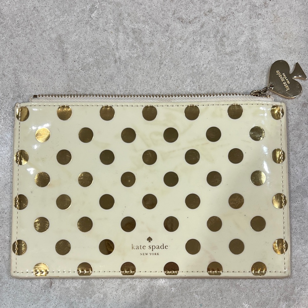 Kate Spade Cream and Gold Polka Dot Bag